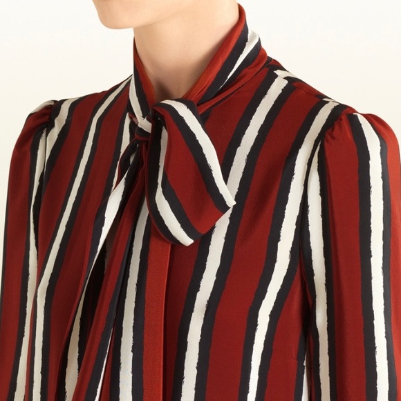 GUCCI 100% SILK STRIPED BLOUSE 😍 - Picture 2 of 9